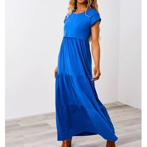 Latched Mama Cotton Tiered T-Shirt Maxi Dress in Large